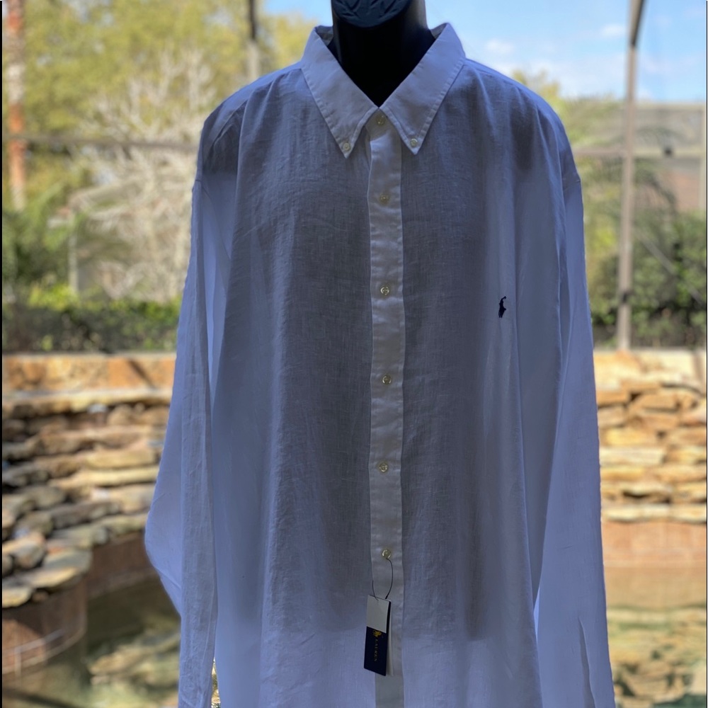 POLO RALPH‎ LAUREN CLASSIC LINEN LONG SLV WHITE